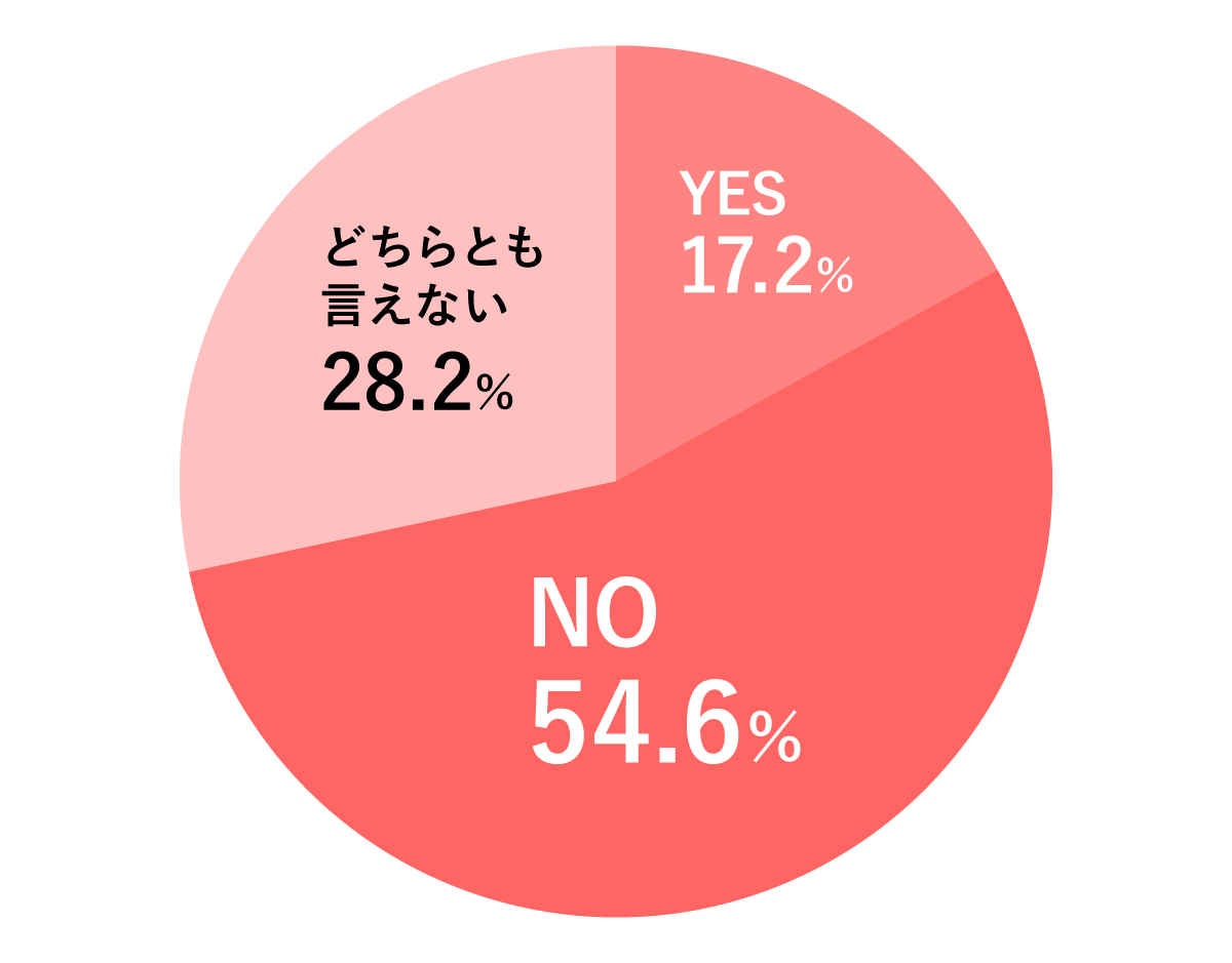 YES 17.2%｜NO 54.6%｜どちらとも言えない 28.2%